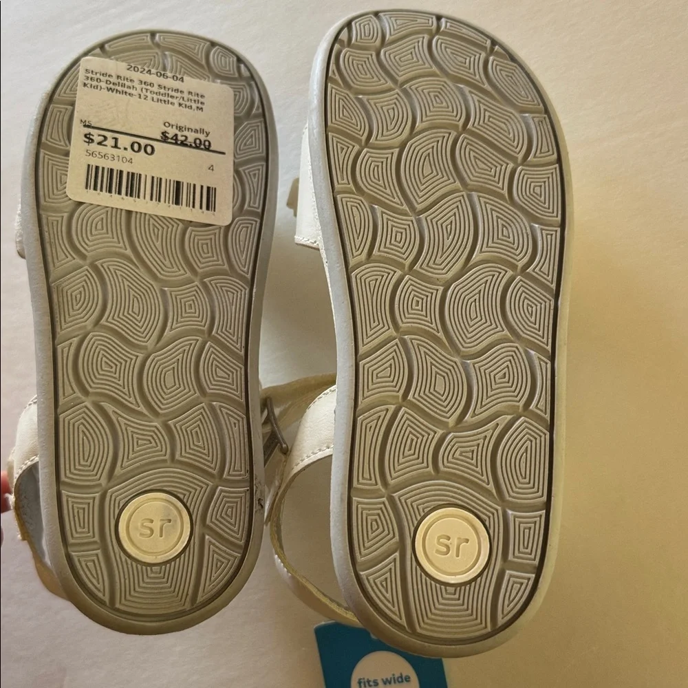 STRIDE RITE 360 Nwt 12 Girls Delilah White Velcro Strap Sandals